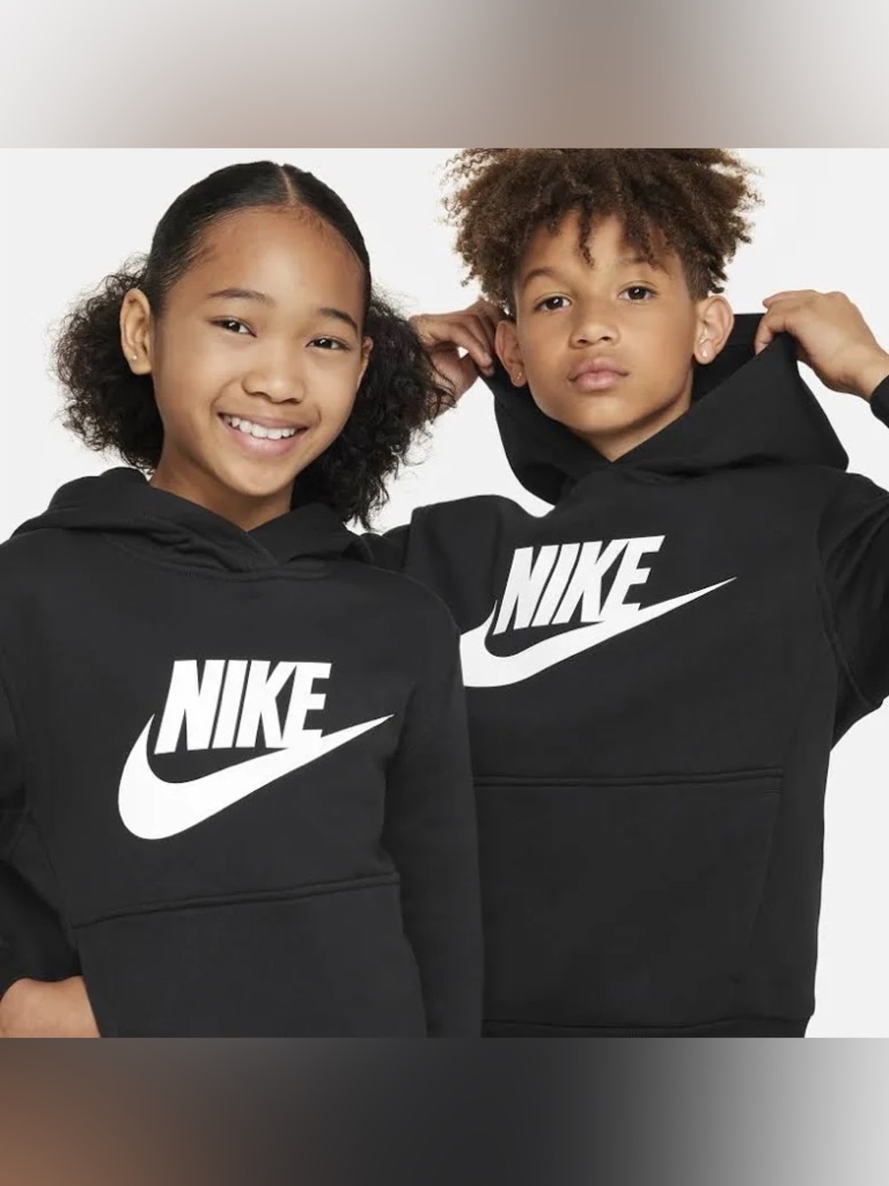 NWT Nike Kids' Black Hoodie with White Logo